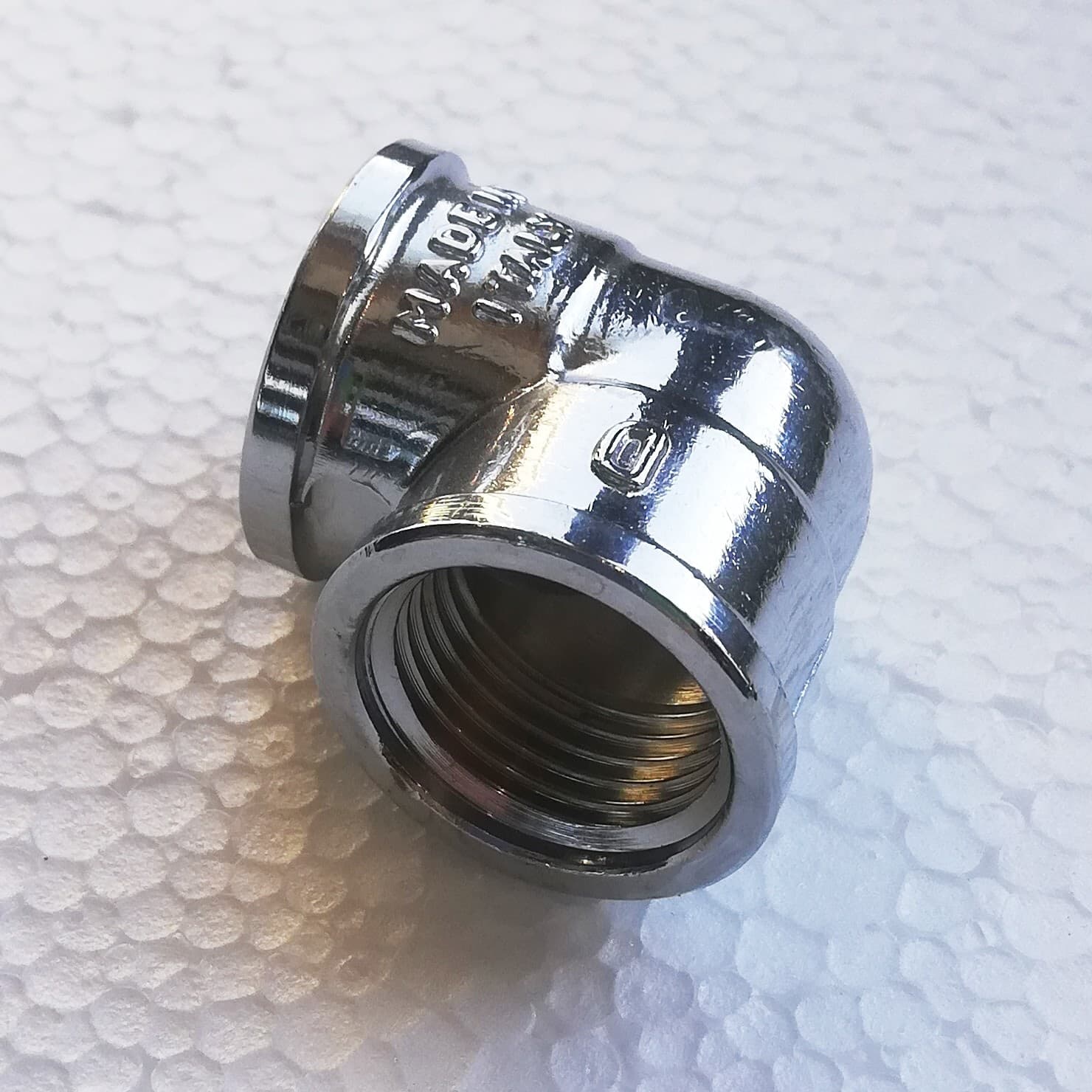Gomito curva da 1/2" FF in ottone cromato