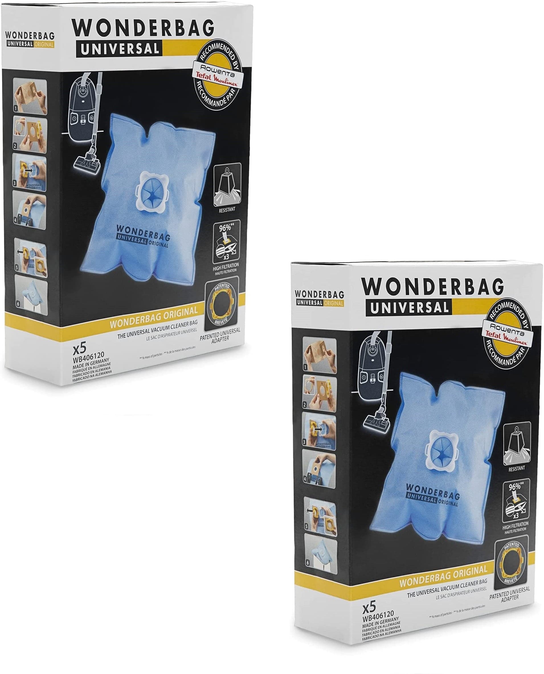 10 SACCHETTI ASPIRAPOLVERE ROWENTA WONDERBAG UNIVERSAL 2 CONFEZIONI WB406120 in prodotto EuroStore07 - Alatri, commercioVirtuoso.it