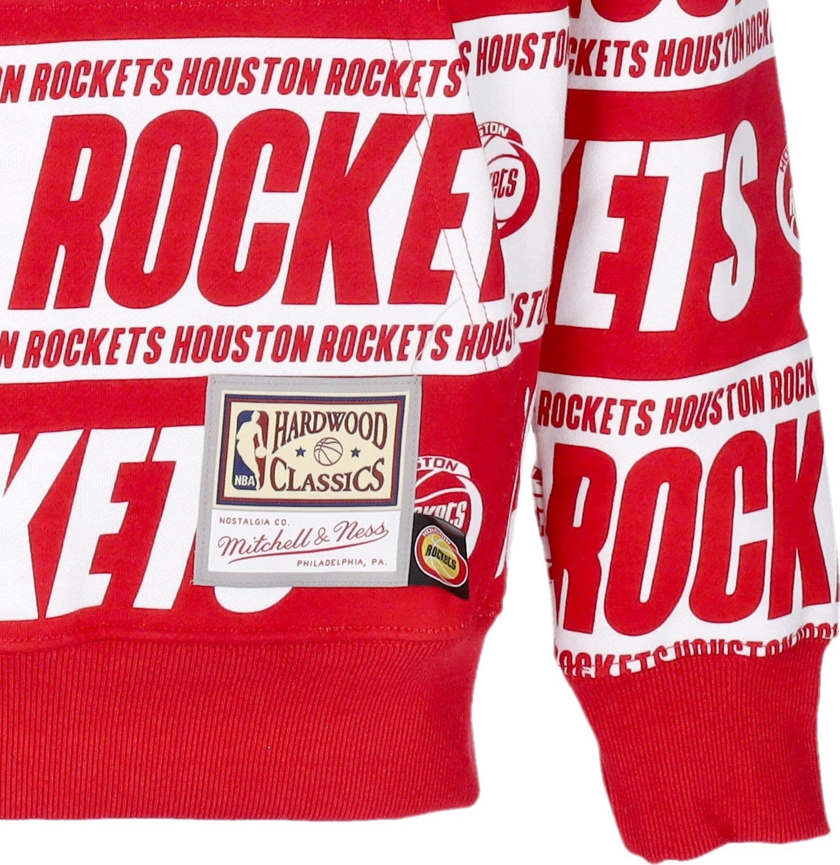 MITCHELL &amp; NESS Felpa Cappuccio Uomo Nba Teamwrap Hoodie Hardwood Classics Houroc Red da uomo in Felpe con cappuccio e felpe Drestige - Casamassima, commercioVirtuoso.it
