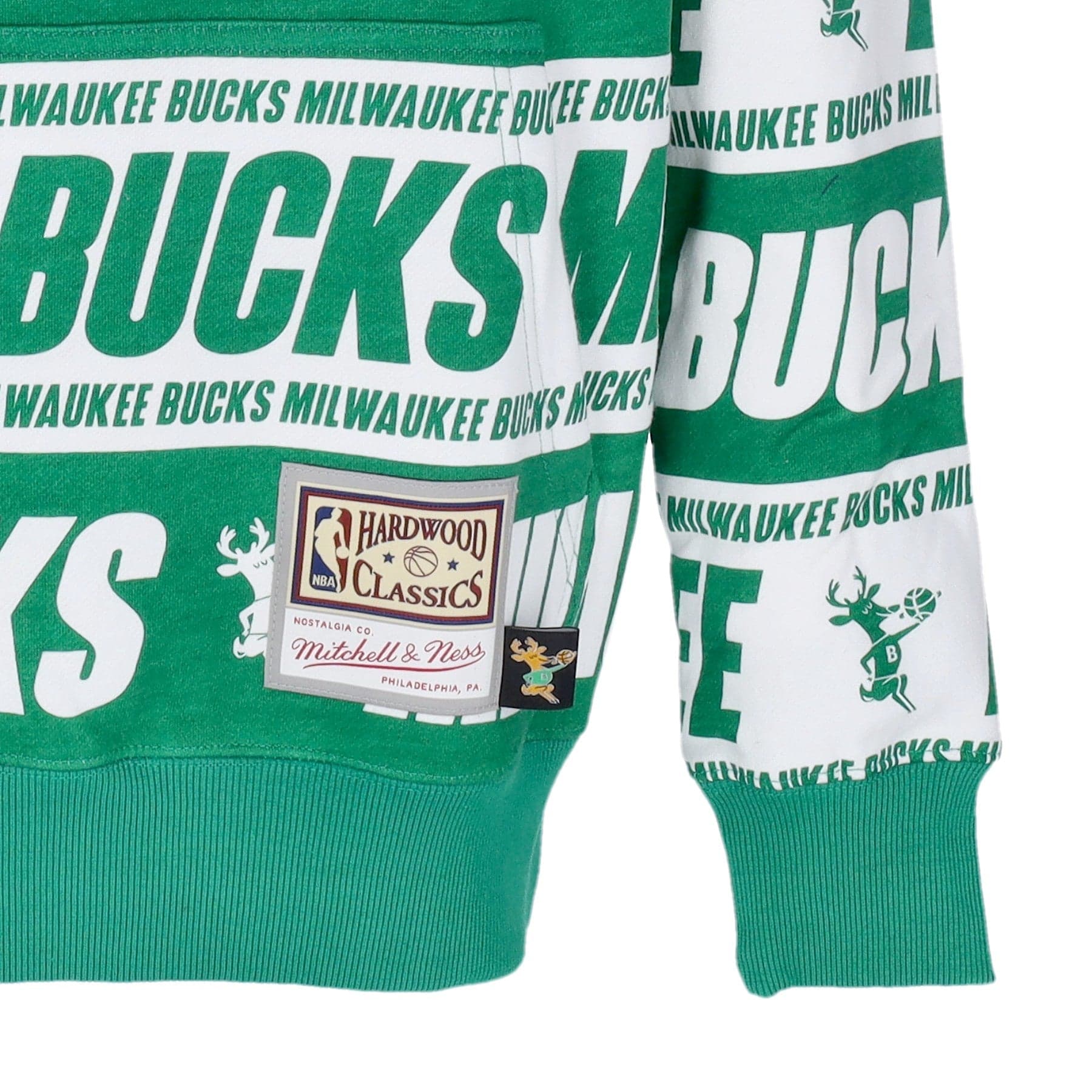 MITCHELL &amp; NESS Felpa Cappuccio Uomo Nba Teamwrap Hoodie Hardwood Classics Milbuc Green da uomo in Felpe con cappuccio e felpe Drestige - Casamassima, commercioVirtuoso.it