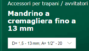 BOSCH - MANDRINO A CREMAGLIERA 1.5-13 MM (1/2"-20) in Mandrini Stockdoc - Terni, commercioVirtuoso.it