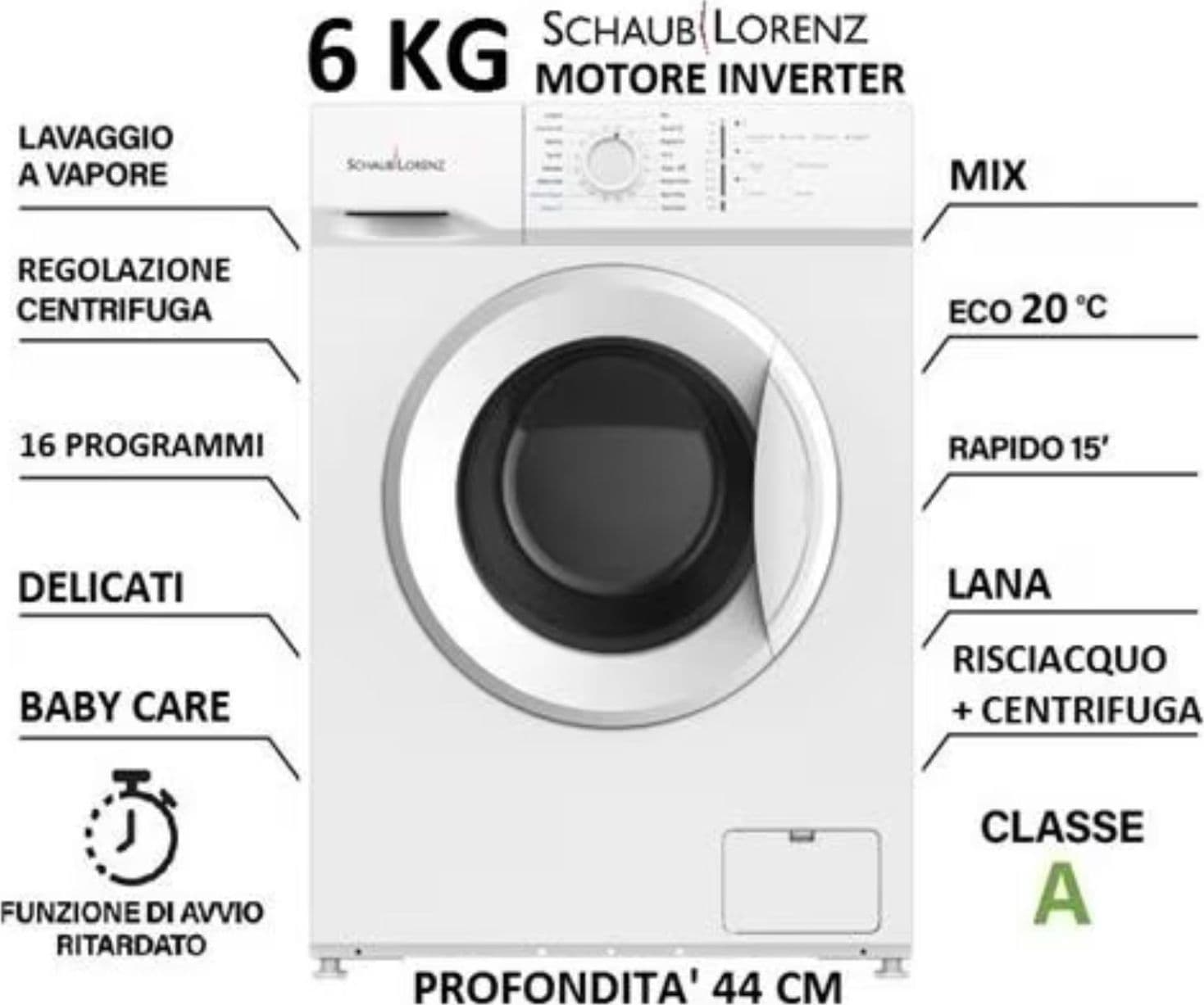 Schaub Lorenz SS610I Lavatrice Libera Installazione Carico 6 kg Classe Energetica A Dimensioni: HxLxP: 85x59,5x44 cm in  Ecoprice.it - Avellino, commercioVirtuoso.it