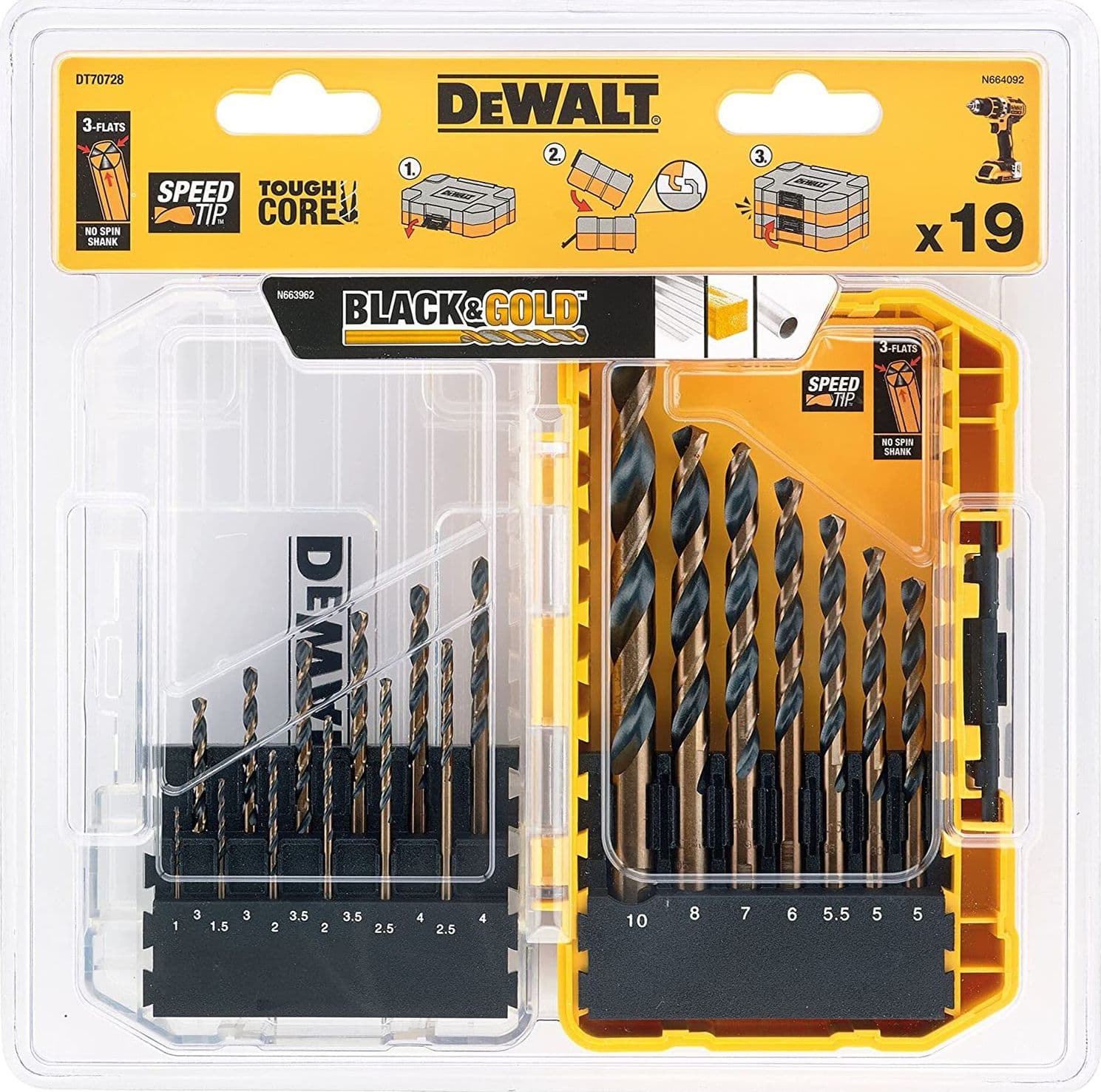 DeWalt Black & Gold set di 14 punte HSS per metallo in Set punte per trapani Aloiserw.com - Altomonte, commercioVirtuoso.it