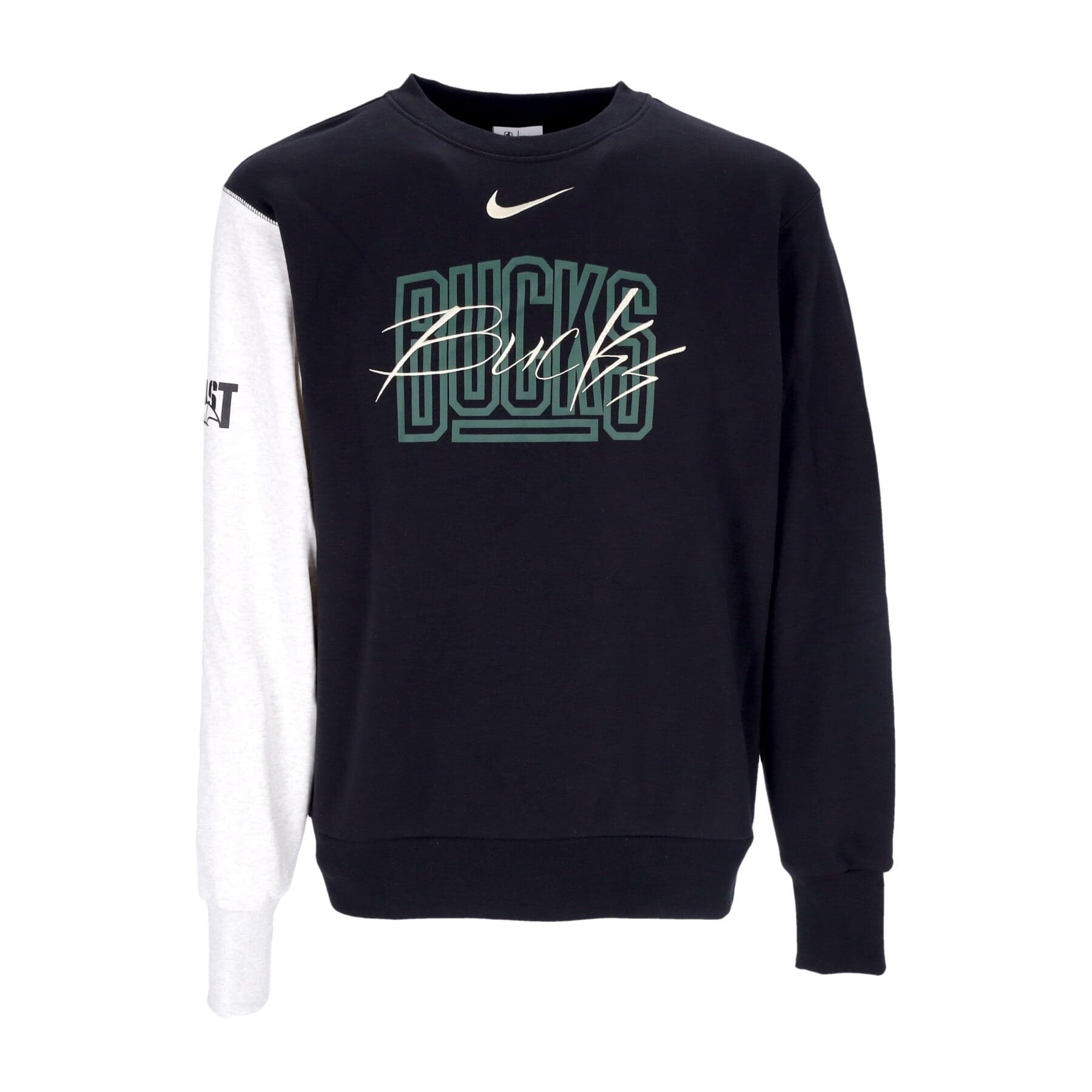 NIKE NBA Felpa Girocollo Uomo Nba Courtside Fleece Crewneck Milbuc Black da uomo