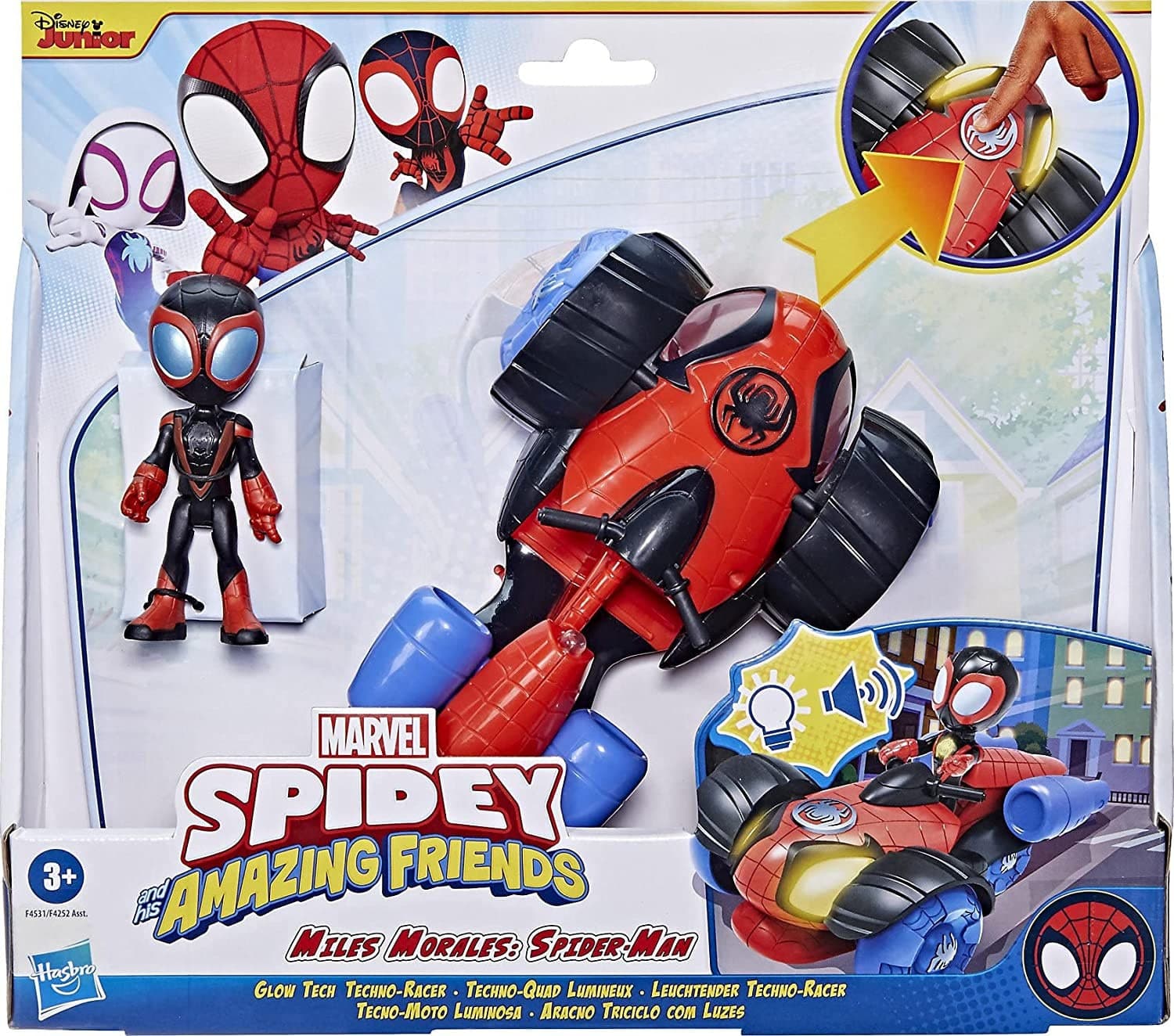 Spidey e i Suoi Fantastici Amici - Veicolo Techno-Racer con Tecnologia Glow Tech