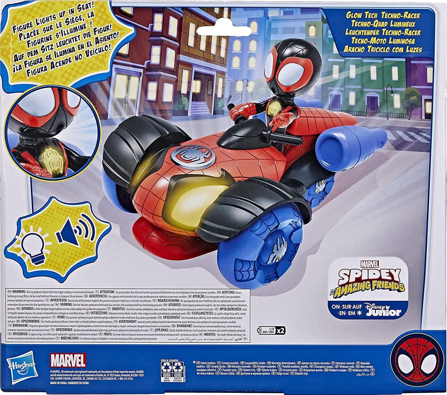 Spidey e i Suoi Fantastici Amici - Veicolo Techno-Racer con Tecnologia Glow Tech in Personaggi d'azione Centro Bimbo - Siderno, commercioVirtuoso.it