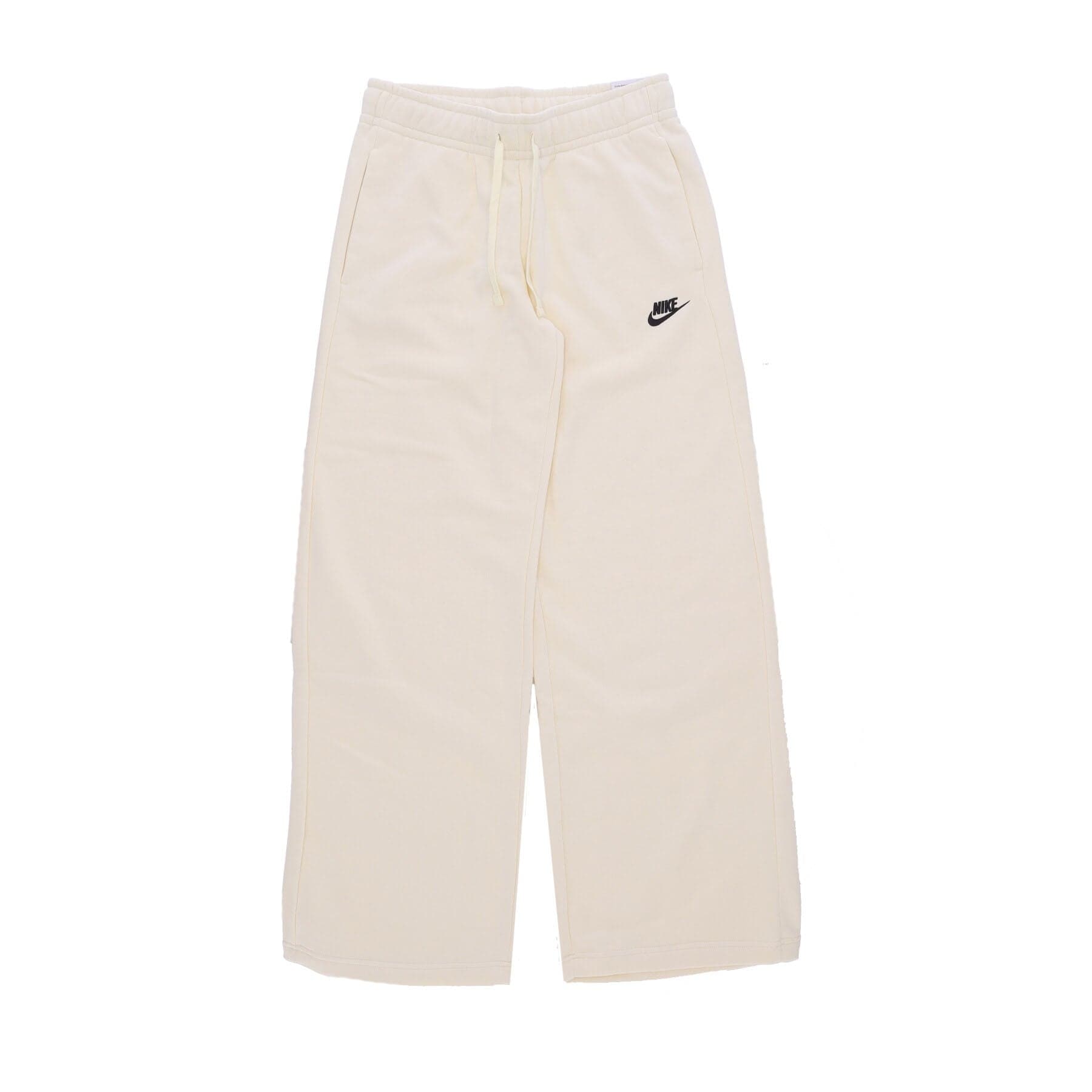 Nike Pantalone Tuta Felpato Donna Sportwear Club Fleece Mid-rise Wide-leg Pant Coconut Milk/black da donna