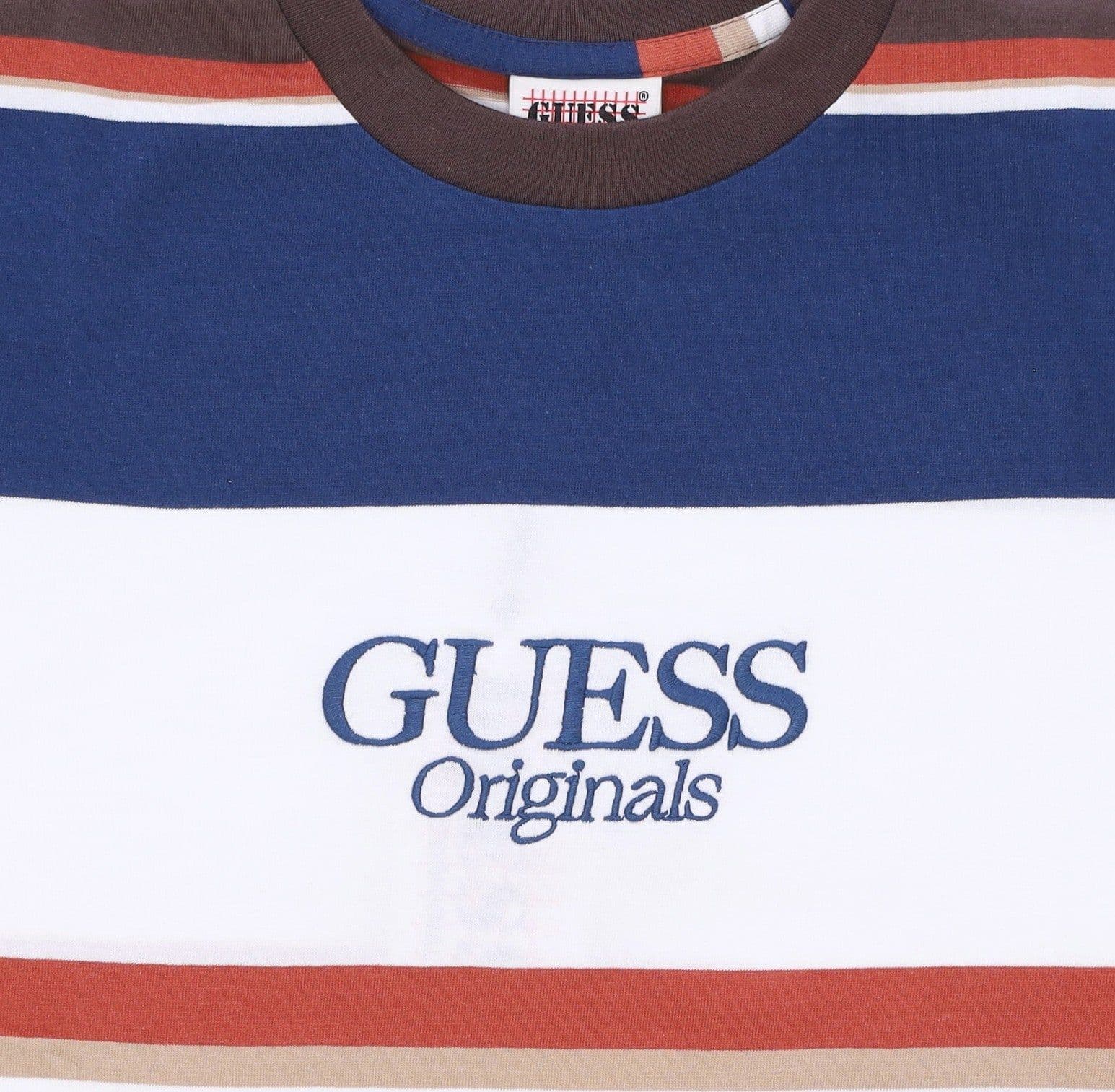 GUESS ORIGINALS Maglietta Manica Lunga Uomo Go Denton Stripe L/s Tee White/multi da uomo in T-shirt Drestige - Casamassima, commercioVirtuoso.it