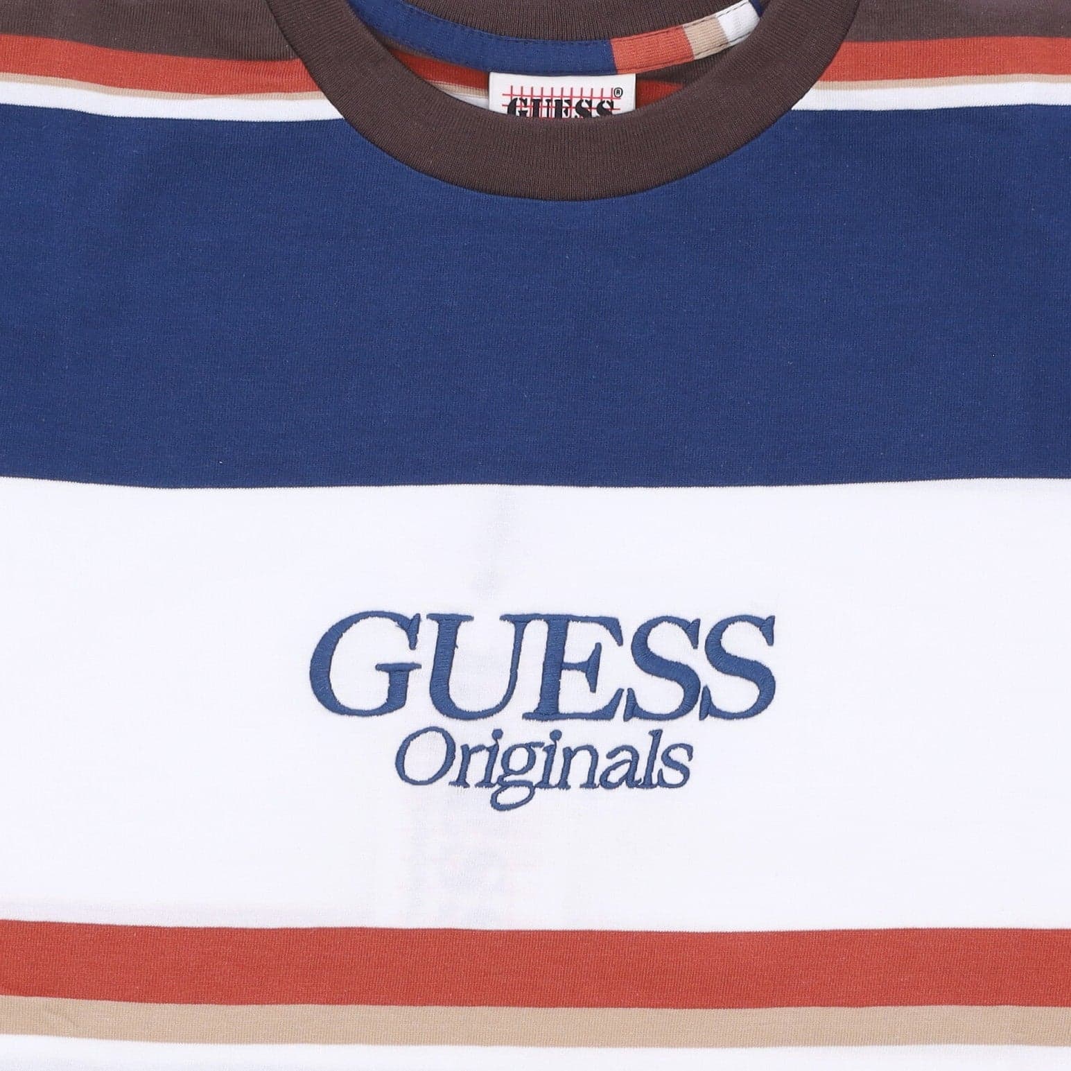 GUESS ORIGINALS Maglietta Manica Lunga Uomo Go Denton Stripe L/s Tee White/multi da uomo in T-shirt Drestige - Casamassima, commercioVirtuoso.it
