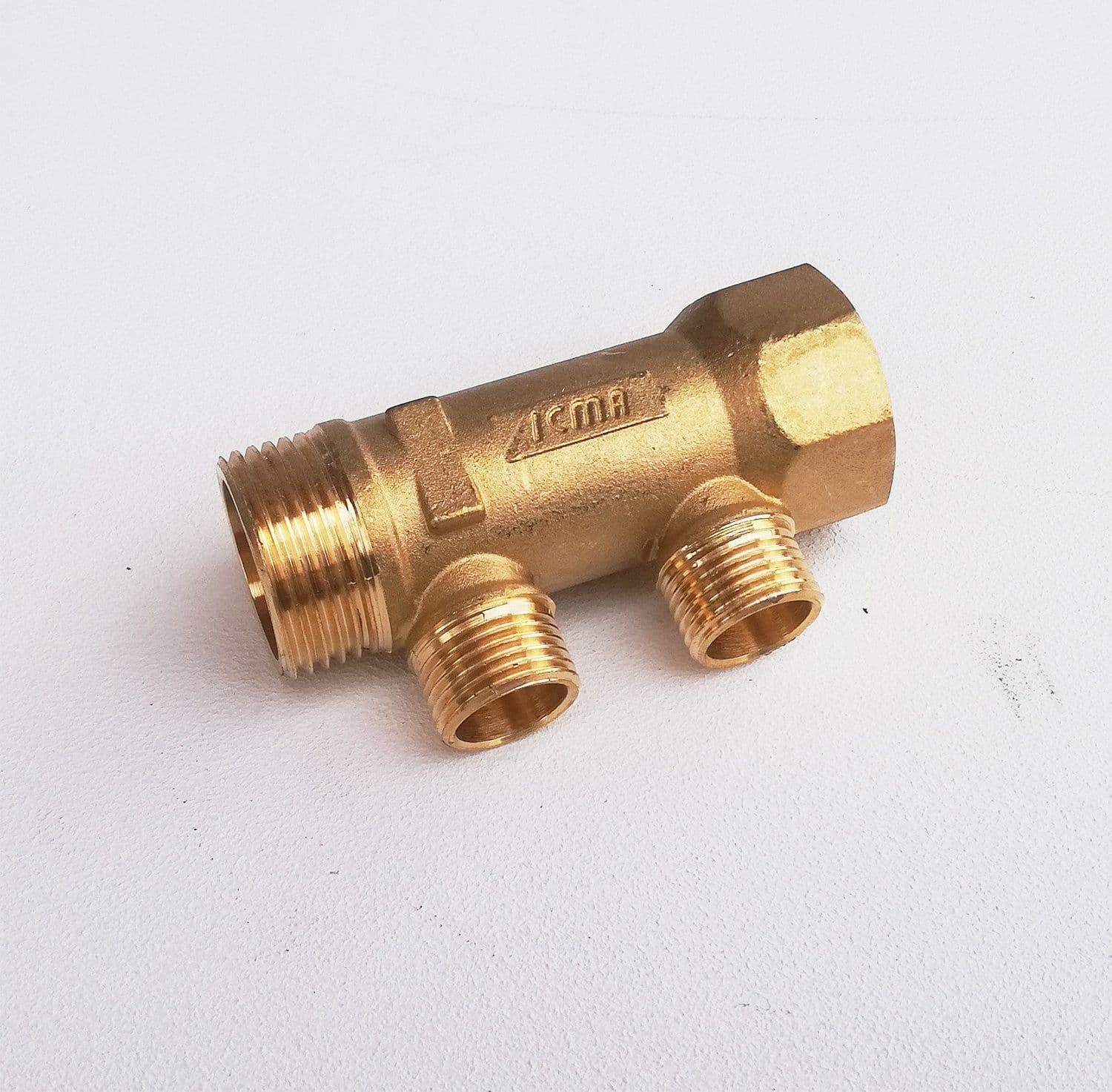 Collettore lineare da 1" - 16mm a 2 vie da 1/2" MF di ottone