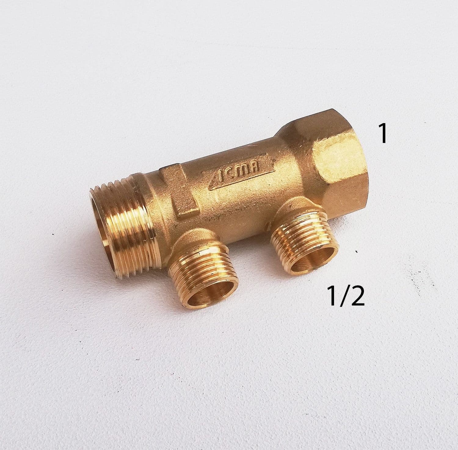 Collettore lineare da 1" - 16mm a 2 vie da 1/2" MF di ottone in Collettori Aloiserw.com - Altomonte, commercioVirtuoso.it