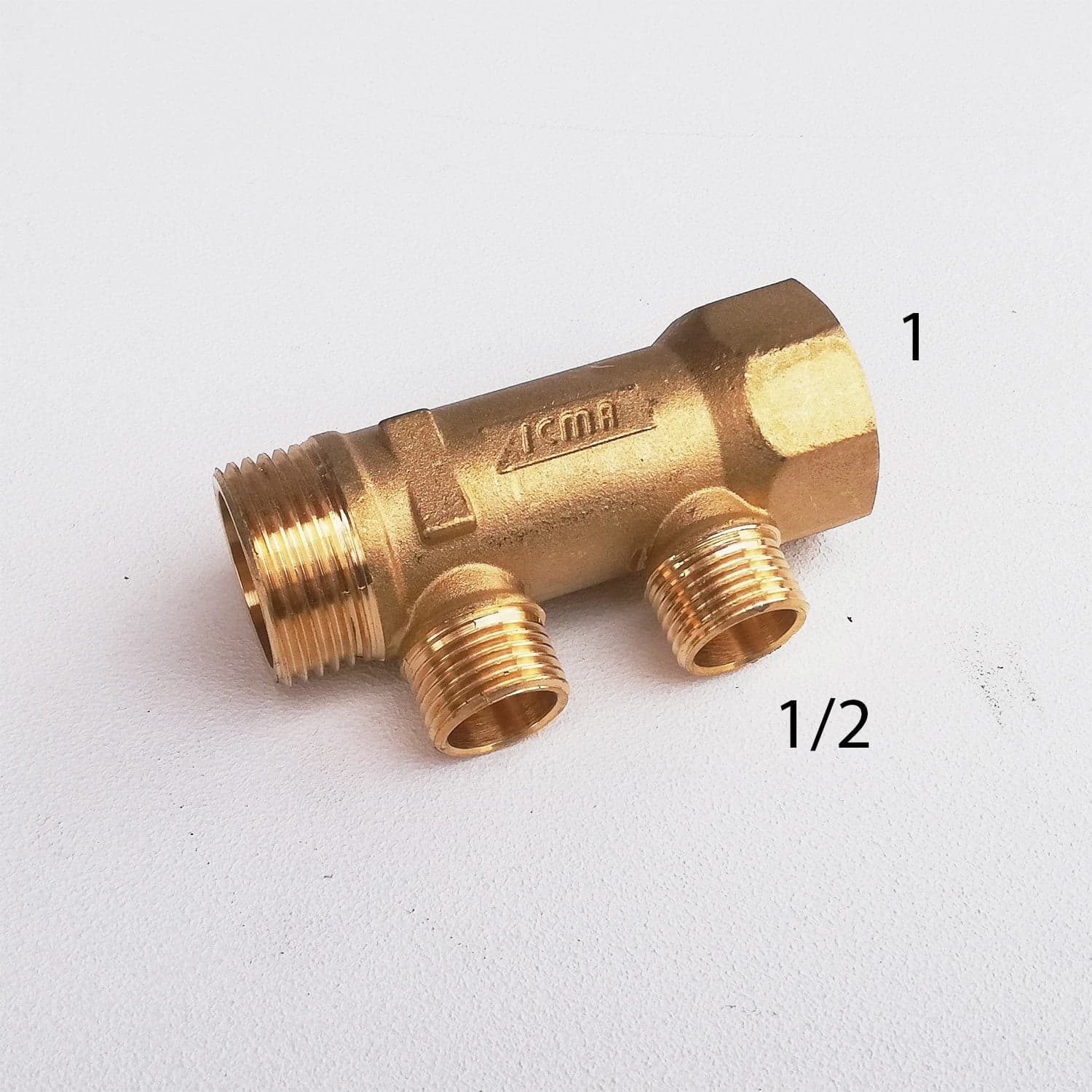 Collettore lineare da 1" - 16mm a 2 vie da 1/2" MF di ottone in Collettori Aloiserw.com - Altomonte, commercioVirtuoso.it