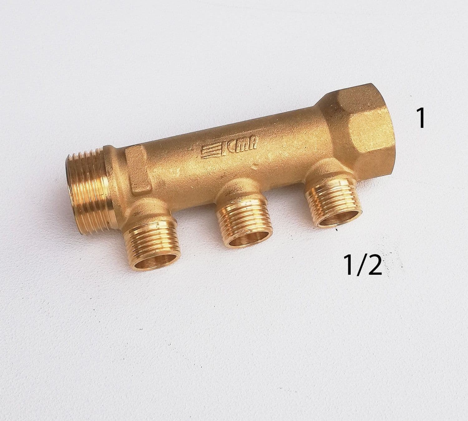 Collettore lineare da 1" - 16mm a 3 vie da 1/2" MF di ottone in Collettori Aloiserw.com - Altomonte, commercioVirtuoso.it