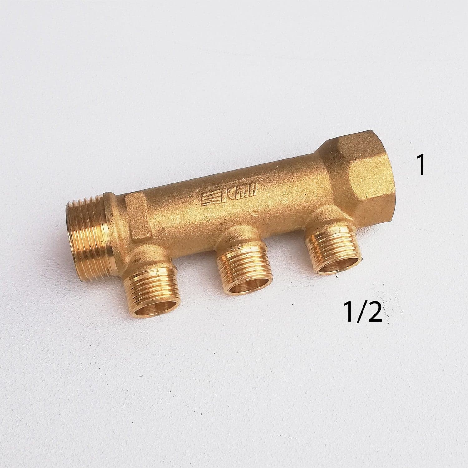 Collettore lineare da 1" - 16mm a 3 vie da 1/2" MF di ottone in Collettori Aloiserw.com - Altomonte, commercioVirtuoso.it