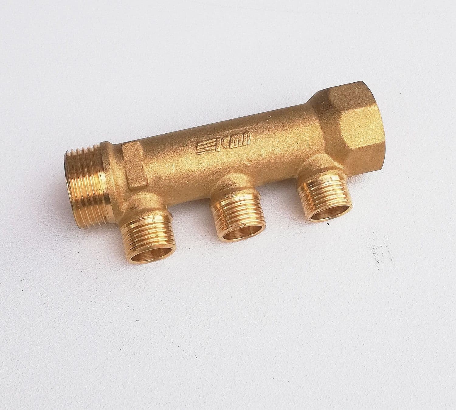 Collettore lineare da 1" - 16mm a 3 vie da 1/2" MF di ottone
