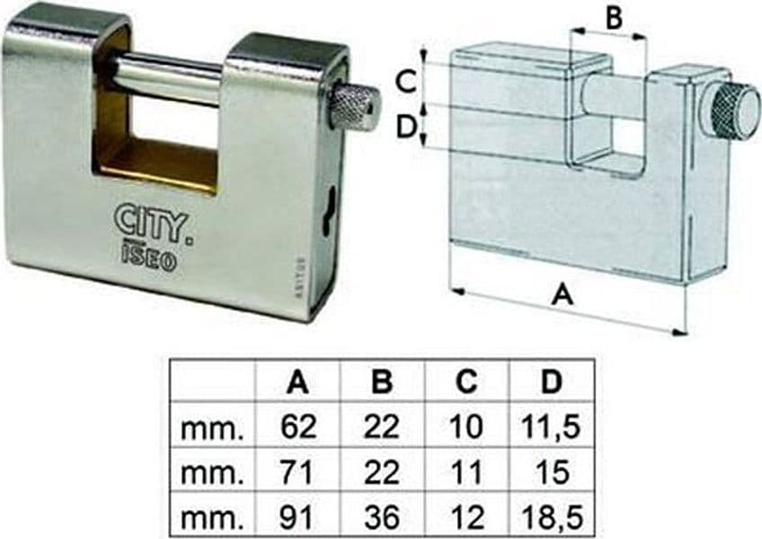 ISEO LUCCHETTO CORAZZATO A UNA BOCCA ADITUS CITY P049 mm.90 FERR 174923 in prodotto EuroStore07 - Alatri, commercioVirtuoso.it