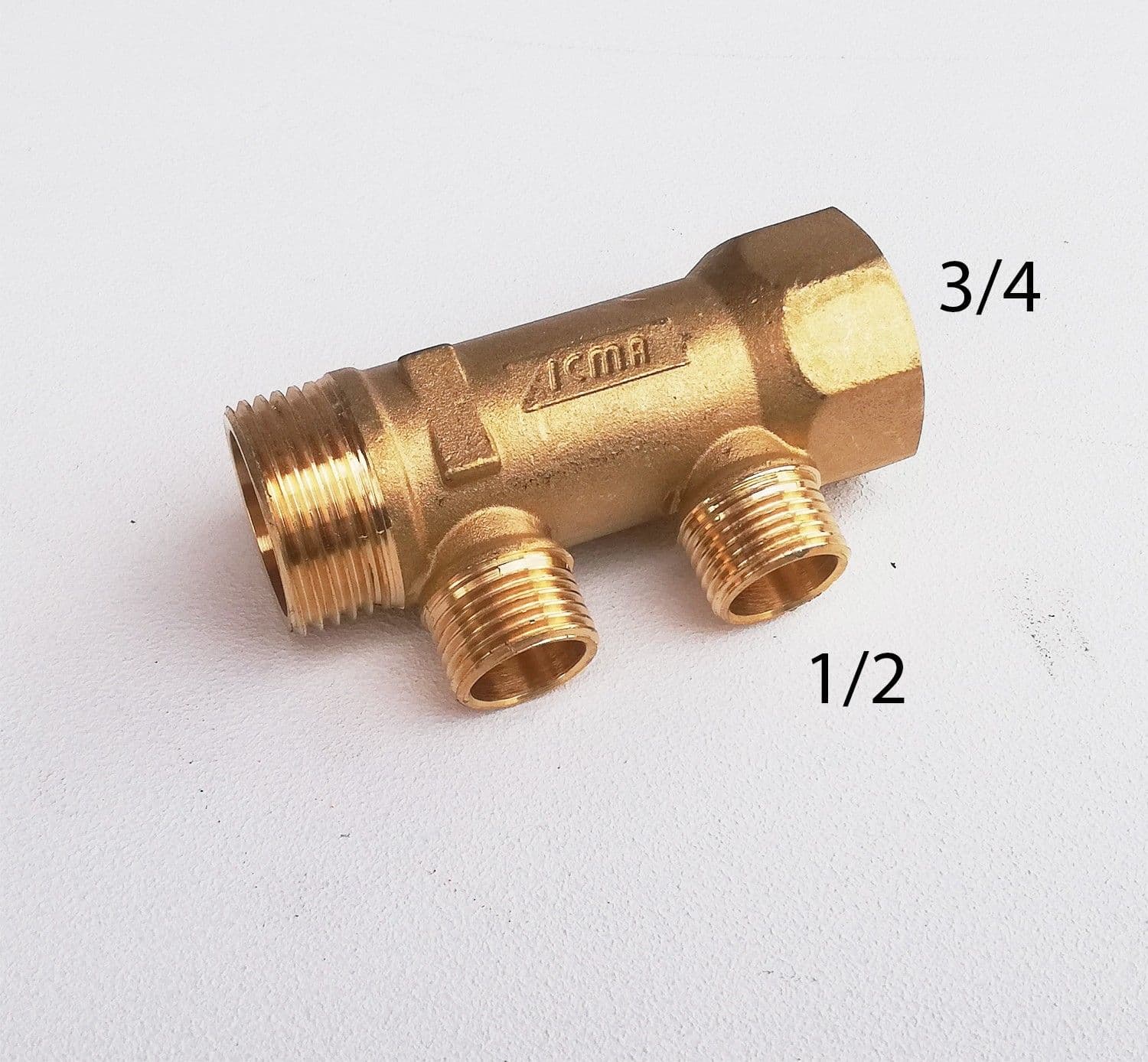 Collettore lineare da 3/4" - 16mm a 2 vie da 1/2" MF di ottone in Collettori Aloiserw.com - Altomonte, commercioVirtuoso.it