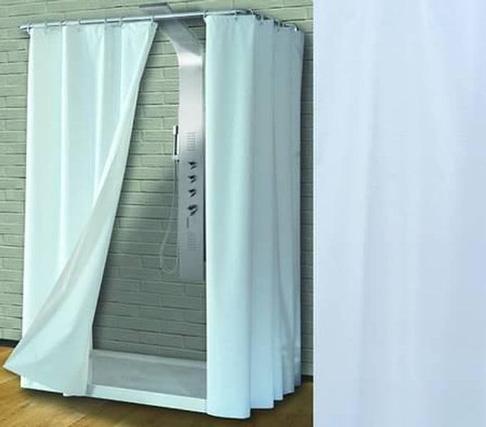 TENDA PER DOCCIA IN PEVA TINTA UNITA COLORE BIANCO - cm.180x200h. FER-50623 -