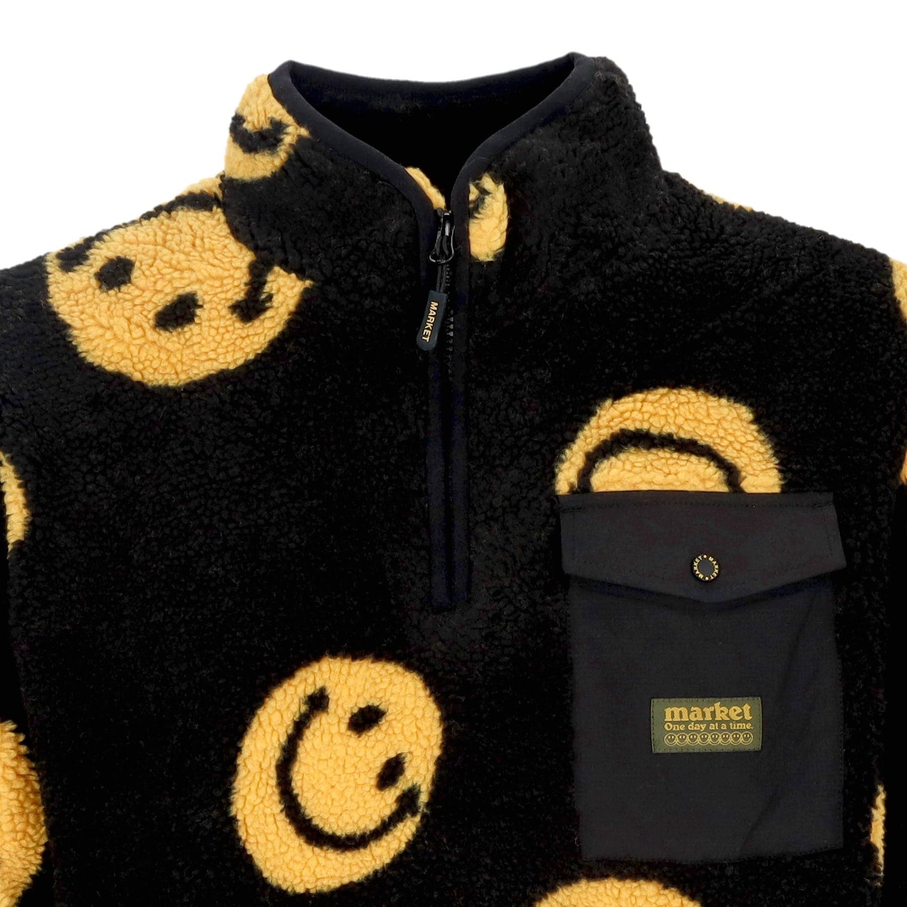 MARKET Orsetto Uomo All Over Print Jacket X Smiley Black da uomo in Felpe con cappuccio Drestige - Casamassima, commercioVirtuoso.it