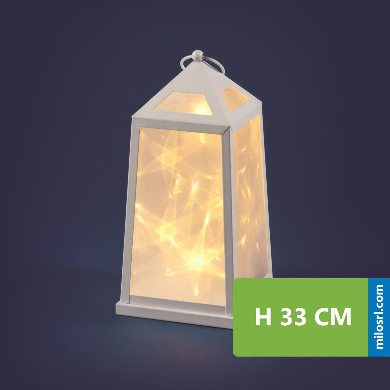 Lanterna a batteria bianca a 10 led h. cm.33 effetto 3d - 2