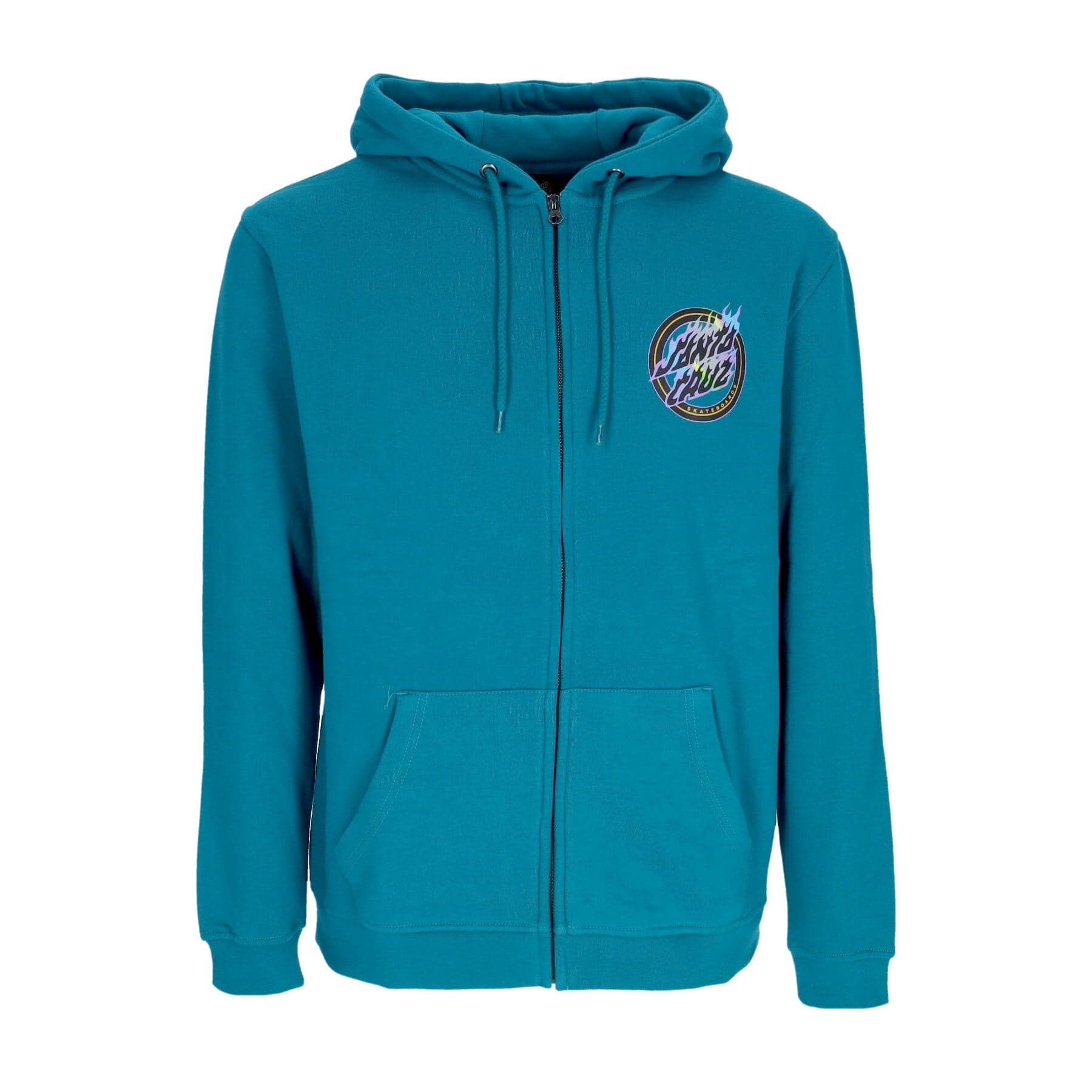 SANTA CRUZ Felpa Cappuccio Zip Uomo Holo Flamed Dot Zip Hood Verdigris da uomo in Felpe con cappuccio Drestige - Casamassima, commercioVirtuoso.it