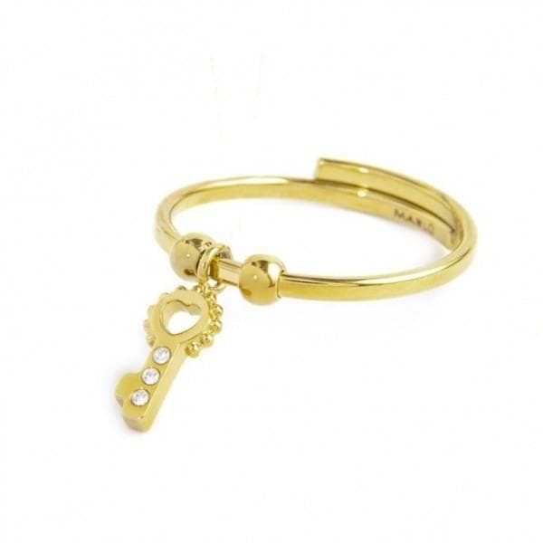Marlù - ANELLO CON CHIAVE PENDENTE CON CRISTALLI BIANCHI PVD ORO in Anelli Alba Gioielli - Casoria, commercioVirtuoso.it