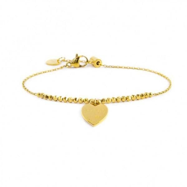 Marlù - BRACCIALE CON CUORE PENDENTE CRISTALLO ROSSO ED EMATITE PVD ORO in Bracciali Alba Gioielli - Casoria, commercioVirtuoso.it
