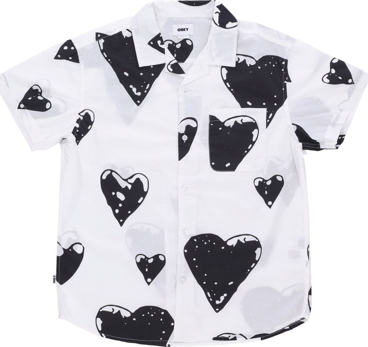 OBEY Camicia Manica Corta Uomo Loveless Woven White Multi