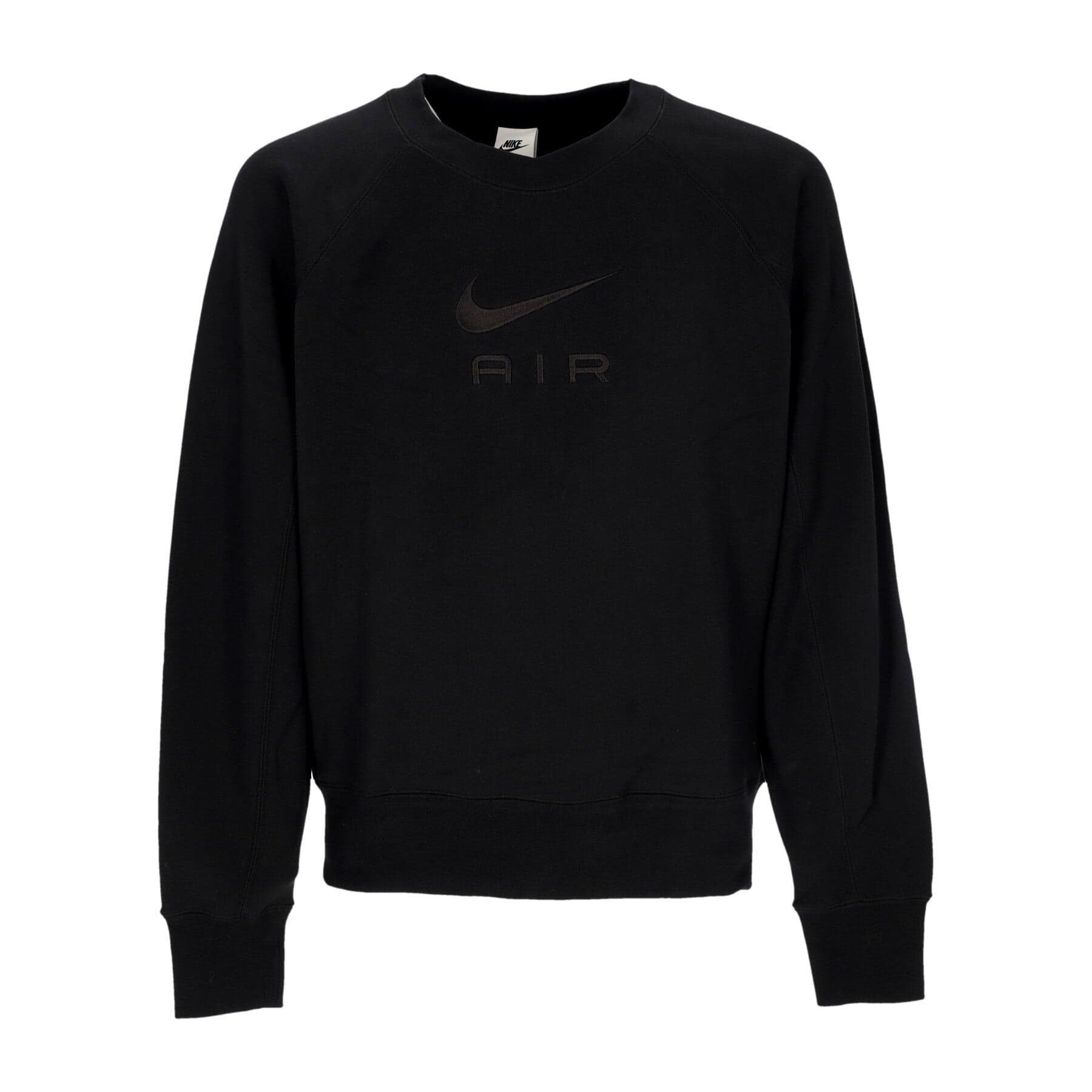 Nike Felpa Leggera Girocollo Uomo Sportswear Air French Terry Crewneck Black/black