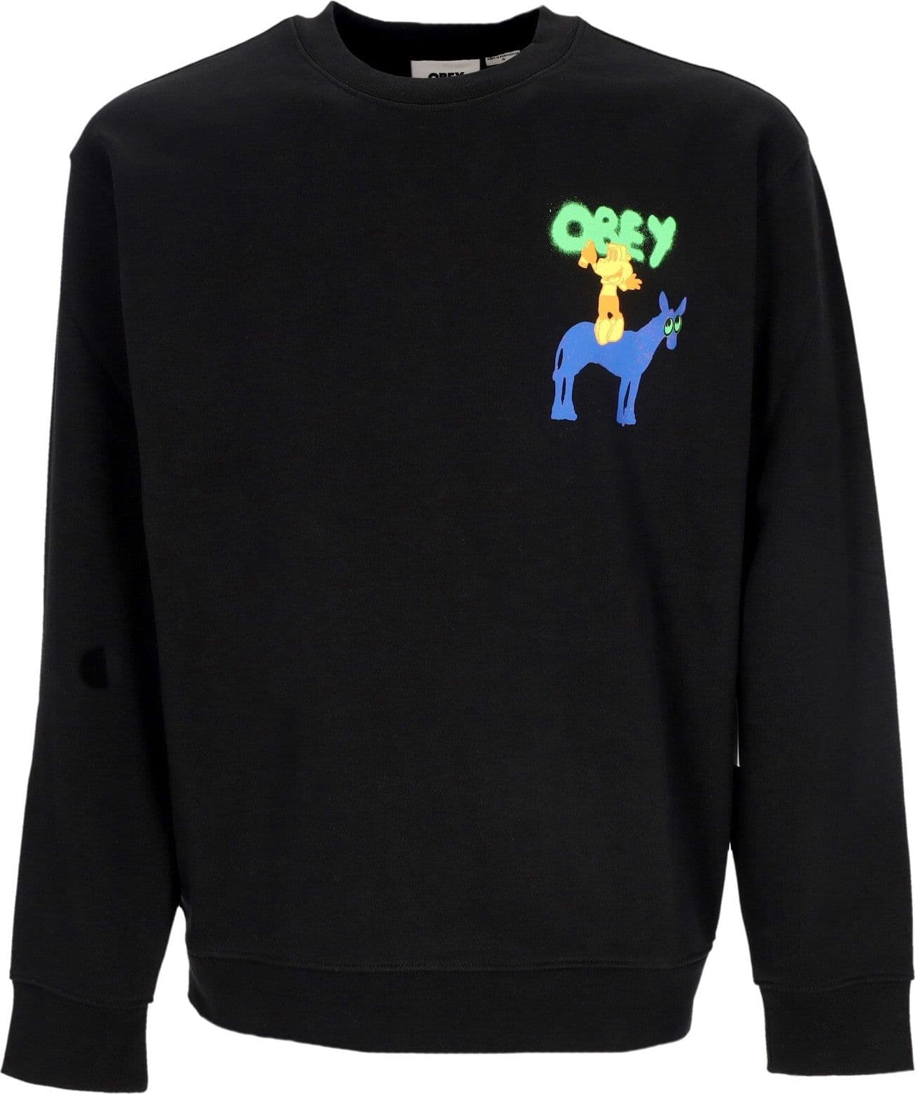 OBEY Felpa Leggera Girocollo Uomo Donkey Premium French Terry Crew Black da uomo in Felpe senza cappuccio Drestige - Casamassima, commercioVirtuoso.it