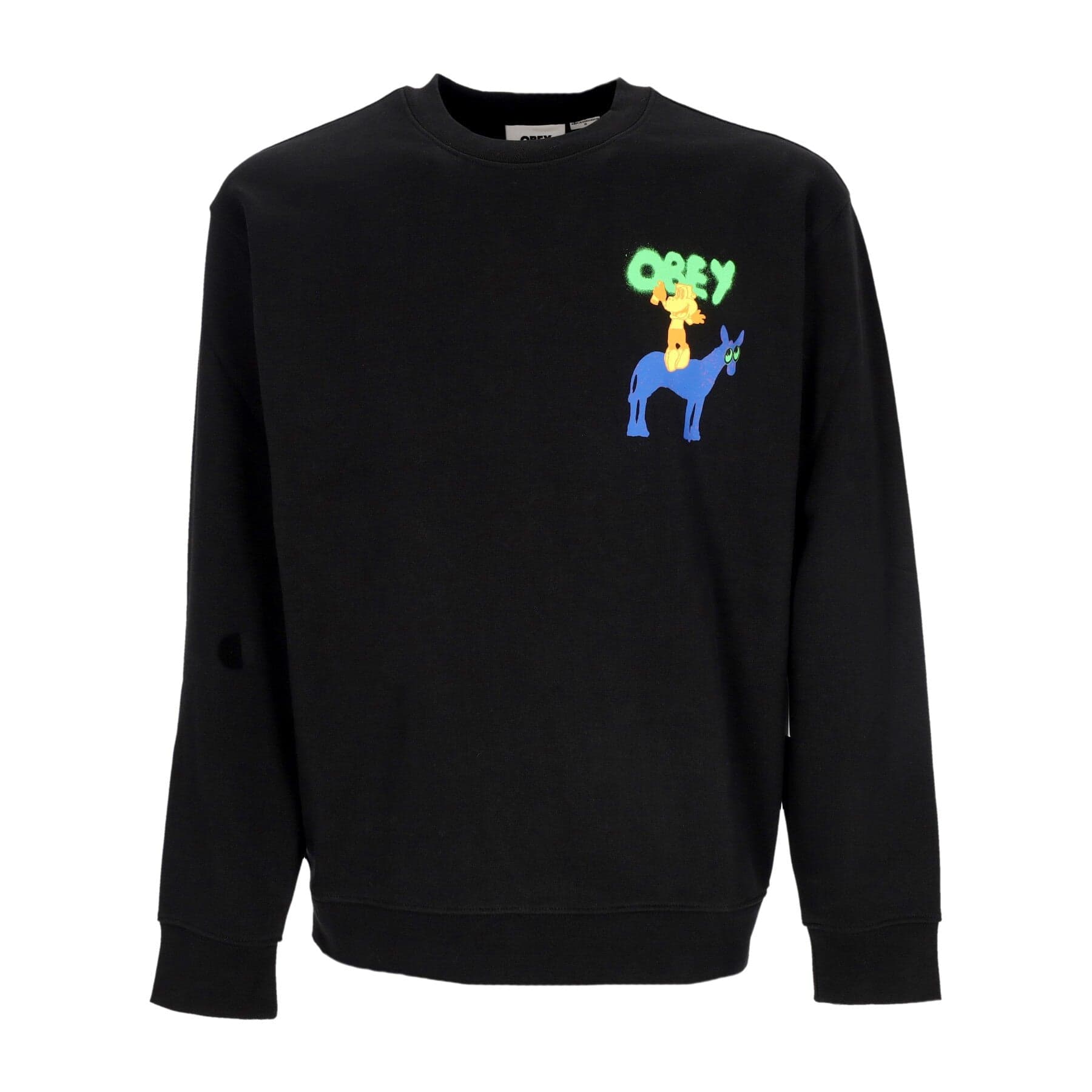 OBEY Felpa Leggera Girocollo Uomo Donkey Premium French Terry Crew Black da uomo in Felpe senza cappuccio Drestige - Casamassima, commercioVirtuoso.it