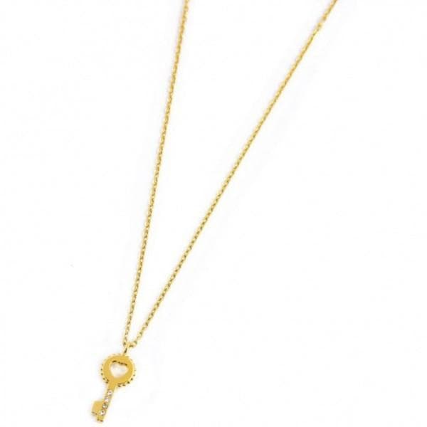 Marlù - COLLANA PENDENTE CHIAVE CON CRISTALLI BIANCHI PVD ORO in Collane Alba Gioielli - Casoria, commercioVirtuoso.it