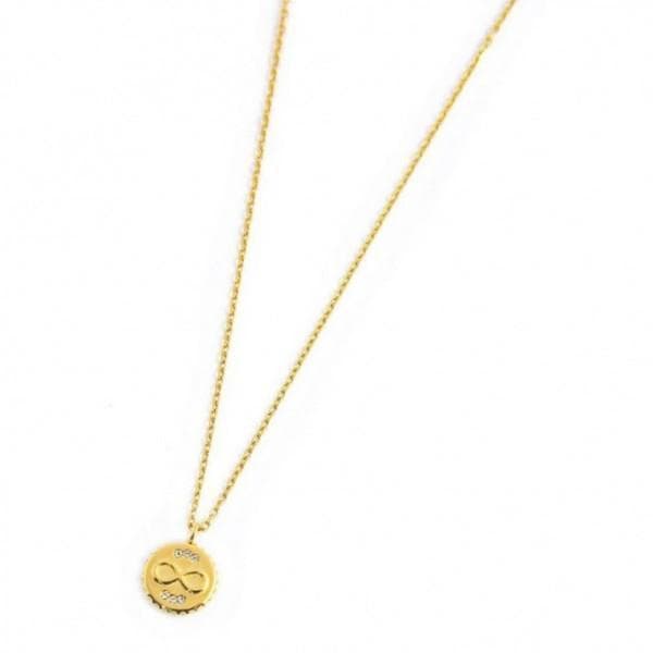 Marlù - COLLANA PENDENTE INFINITO CON CRISTALLI BIANCHI ED EMATITE PVD ORO in Collane Alba Gioielli - Casoria, commercioVirtuoso.it