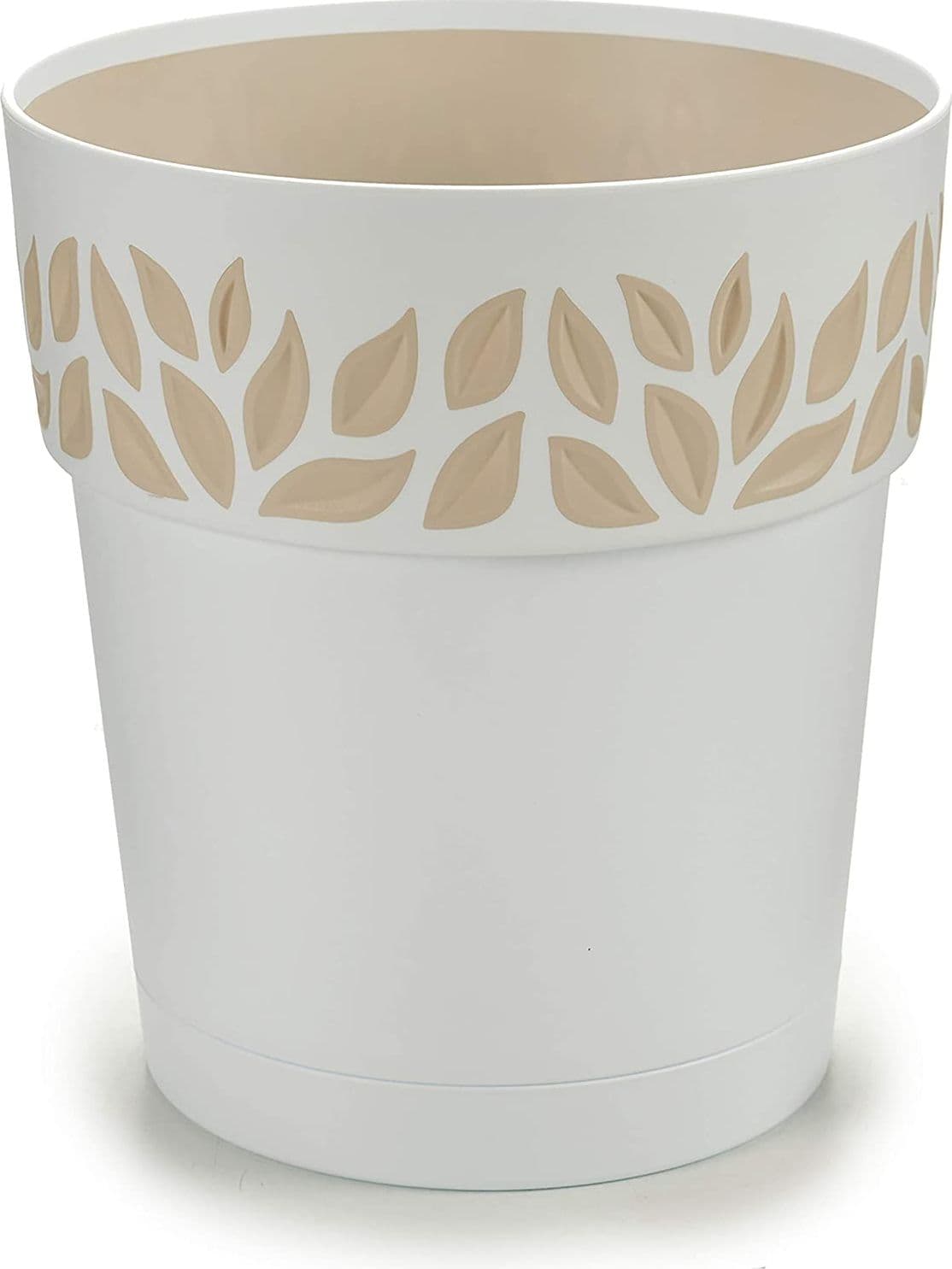 VASO TONDO 'CLOE' ø 25 x h.25 - bianco/travertino in prodotto EuroStore07 - Alatri, commercioVirtuoso.it