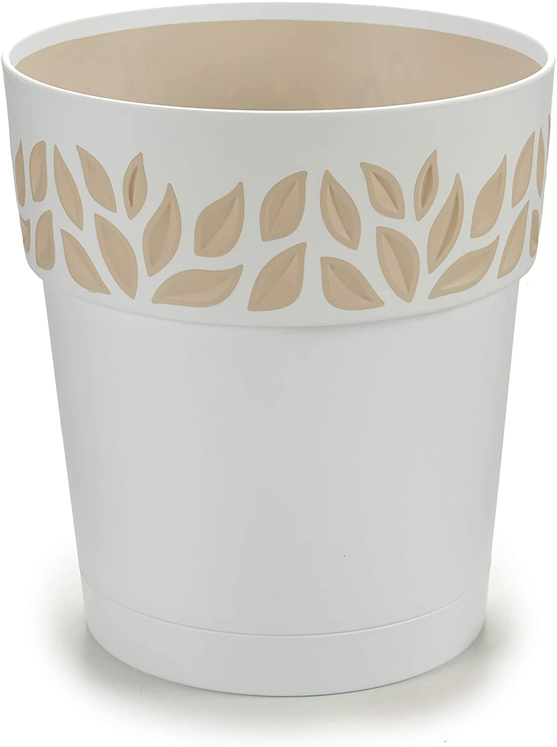 VASO TONDO 'CLOE' ø 25 x h.25 - bianco/travertino in prodotto EuroStore07 - Alatri, commercioVirtuoso.it
