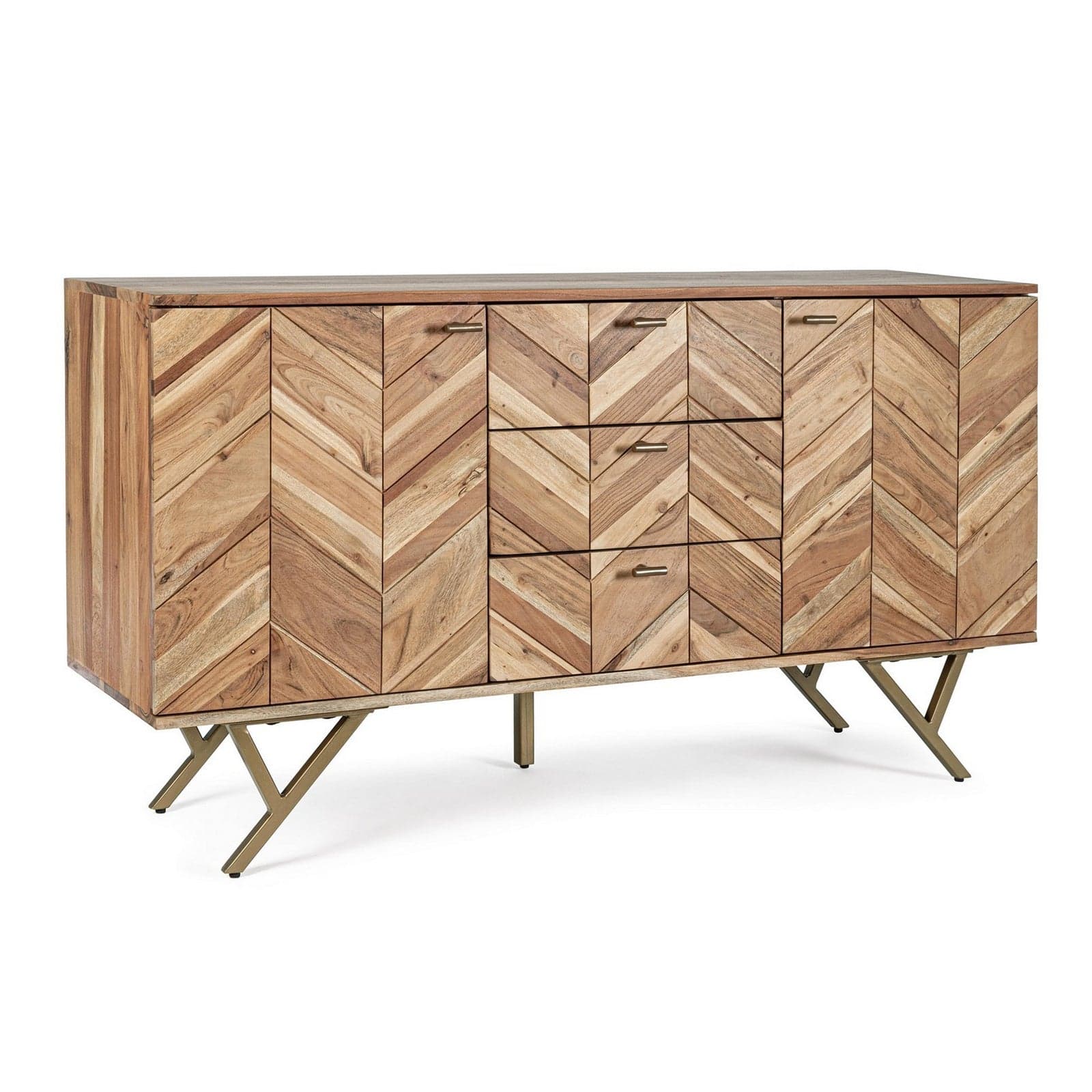 Credenza "Raida" con struttura in legno di acacia, mobile in stile moderno - 20