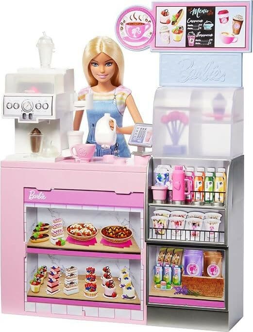 Barbie - Caffetteria, playset con bambola barista bionda e 12+ accessori a tema inclusi, tra cui macchina per caffè e frullati, tazze e cibo in Animali Cartoleria Deja Vu - Crotone, commercioVirtuoso.it
