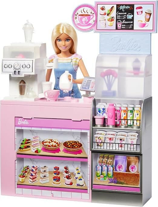 Barbie - Caffetteria, playset con bambola barista bionda e 12+ accessori a tema inclusi, tra cui macchina per caffè e frullati, tazze e cibo in Animali Cartoleria Deja Vu - Crotone, commercioVirtuoso.it