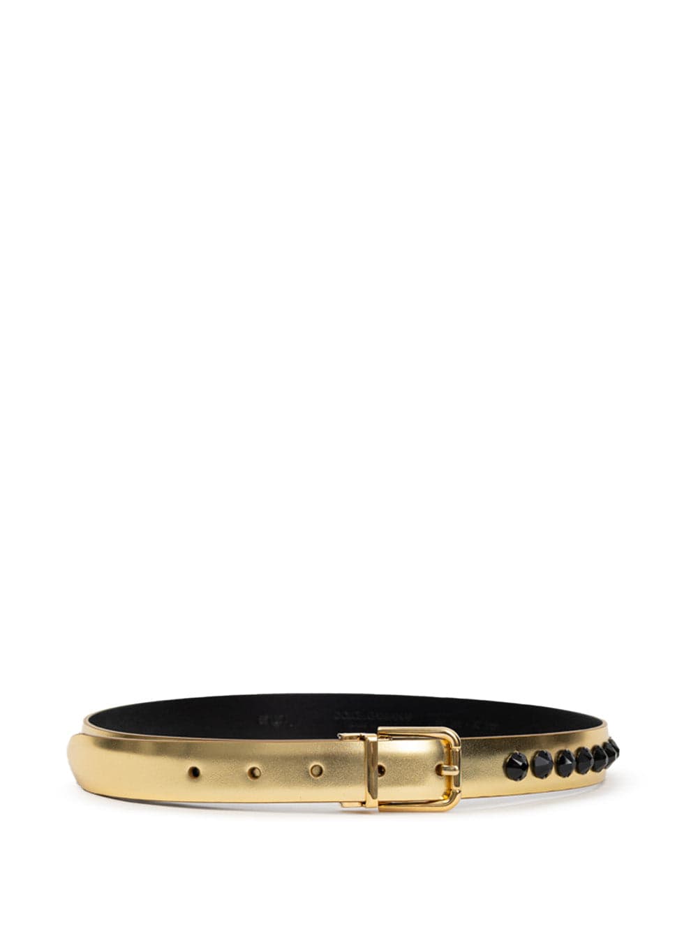 Dolce &amp; Gabbana Cintura in Pelle Gold con Cristalli Neri