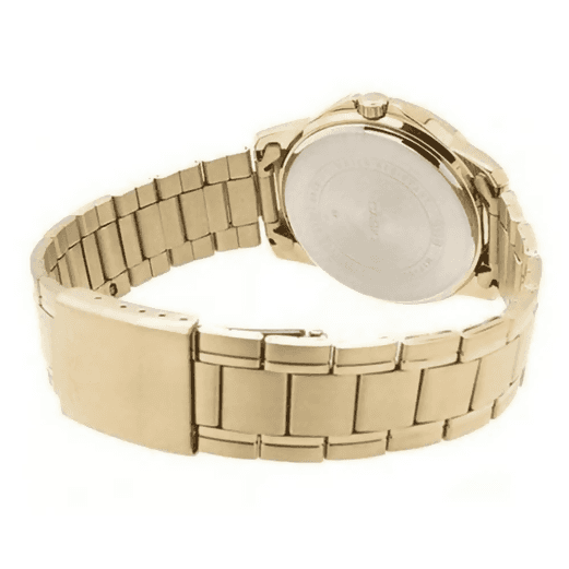 Orologio Casio da uomo, MTP-V004G-1B, movimento al quarzo cinturino d'orato in acciaio inossidabile, quadrante nero con datario in Orologi da polso Loweconomy - Marineo, commercioVirtuoso.it