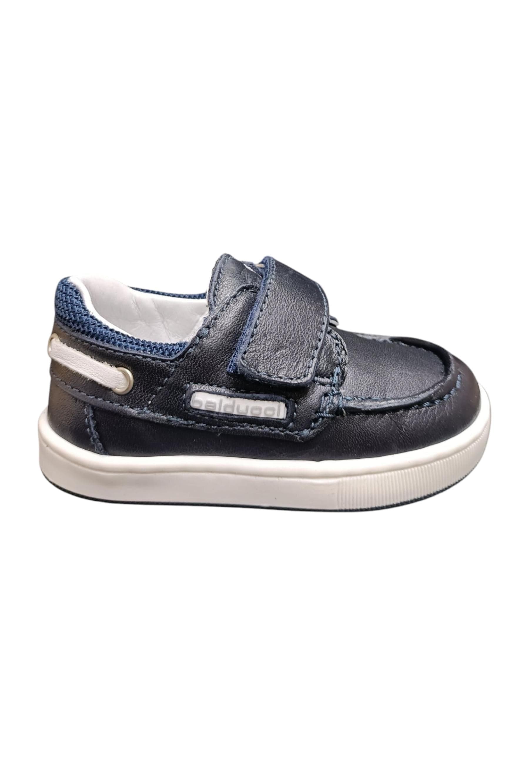 Mocassino primi passi Balducci Cita blue bianco pelle velcro anatomico - 6