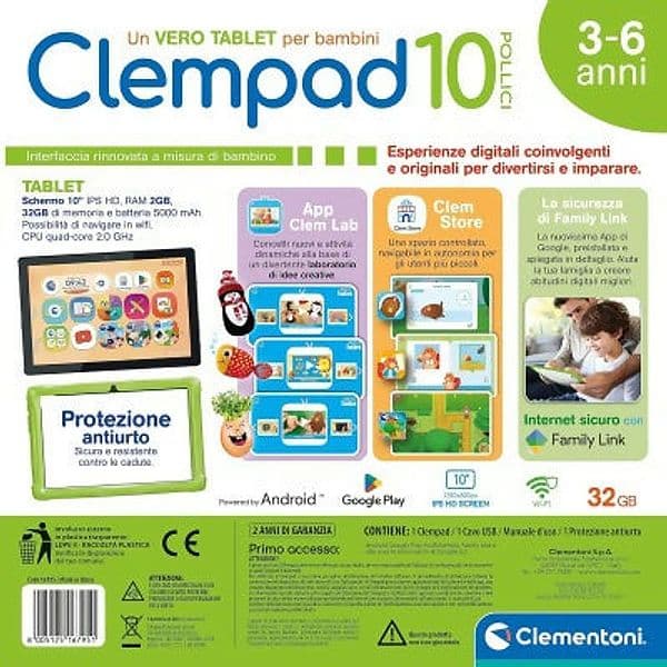 Clementoni - Clempad 10 Pollici, Tablet Educativo per Bambini 3-6 Anni in Animali Cartoleria Deja Vu - Crotone, commercioVirtuoso.it