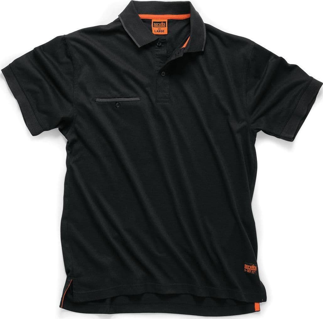 Polo da lavoro Scruffs grigia o nera in tessuto leggero e taschino sul petto – Scruffs Hardwear