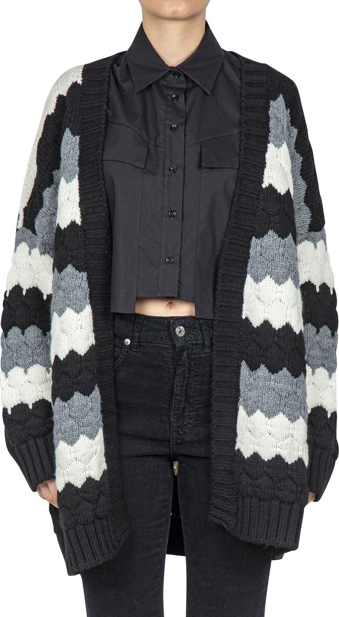 SO ALLURE So Allure - Cardigan - 441922 - Nero/Panna da donna in Maglieria sportiva Drestige - Casamassima, commercioVirtuoso.it