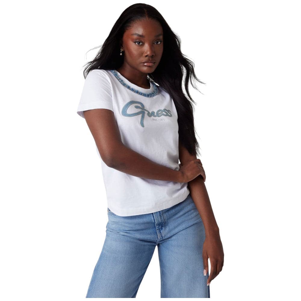 Guess t-shirt bianca logo Jeans Chain W5GI03 I3Z14 G011