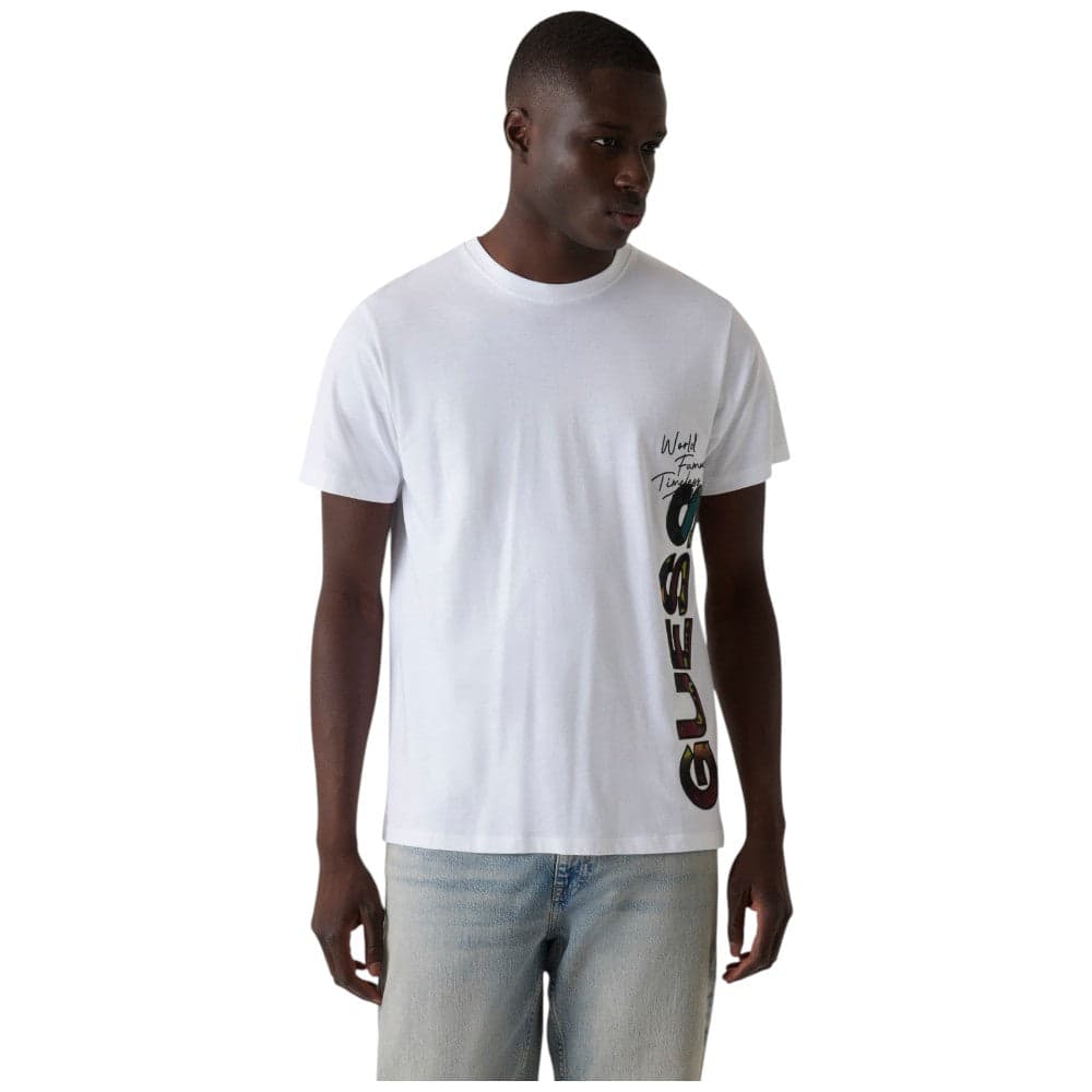 Guess t-shirt bianca logo vertical M5RI01 KCHA1 G011