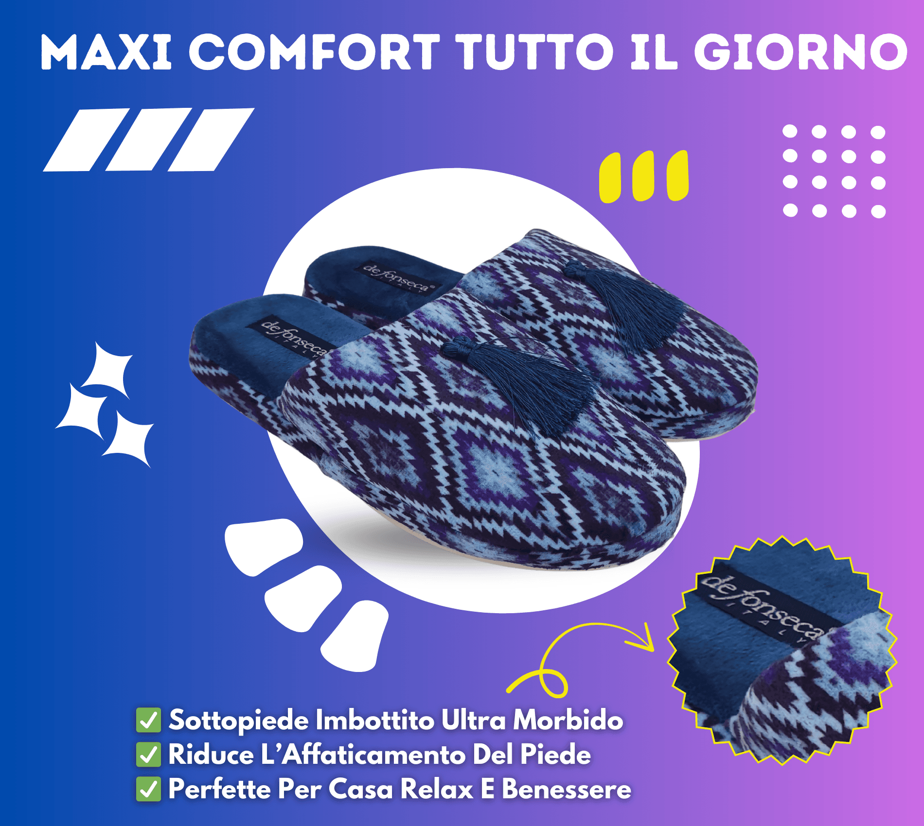 de fonseca Sissy Ciabatte Artistiche da Donna, Pantofole in Cotone, Slippers Comode e Lavabili per Casa in Infradito Primo Calzature - Venezia, commercioVirtuoso.it