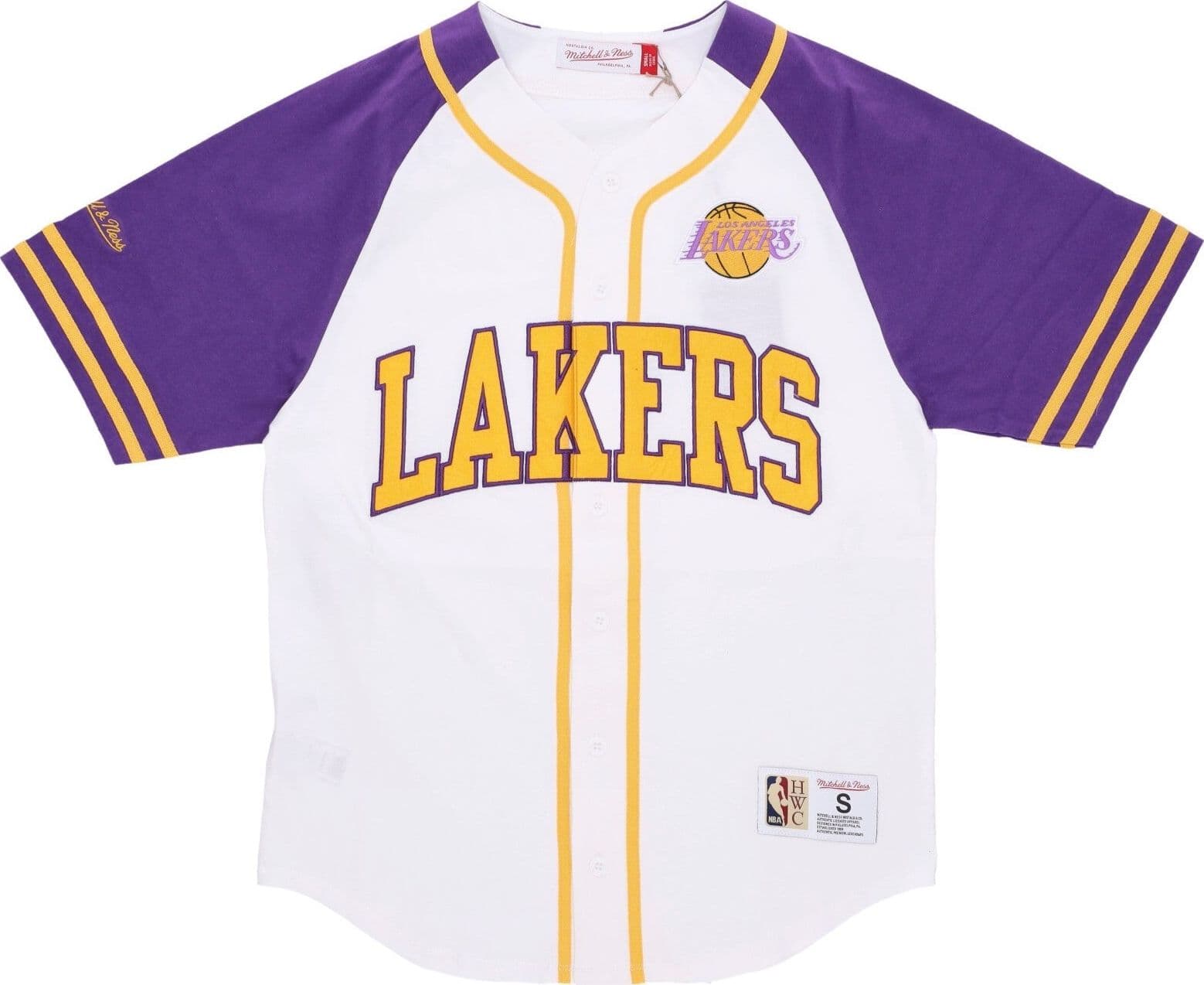 MITCHELL &amp; NESS Casacca Bottoni Uomo Nba Practice Day Button Front Jersey Hardwood Classics Loslak White