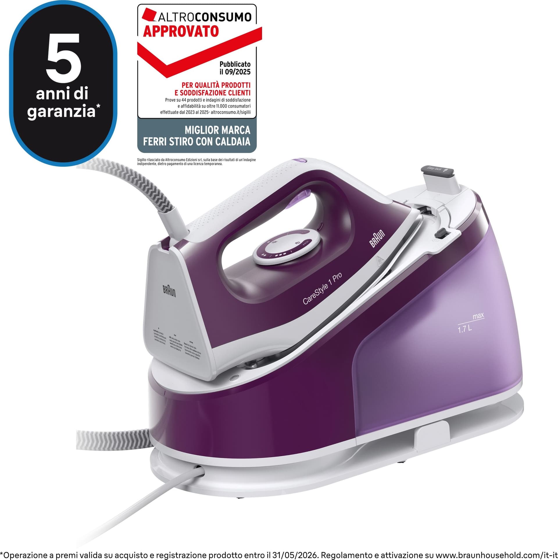 Braun Ferro Da Stiro Con Caldaia Carica Continua 1.7 Lt 2400w Viola in Ferri a caldaia Ecoprice.it - Avellino, commercioVirtuoso.it