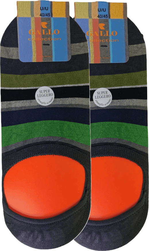 Calze solette uomo Gallo - fantasia a strisce - multicolor Fumo/Erba
